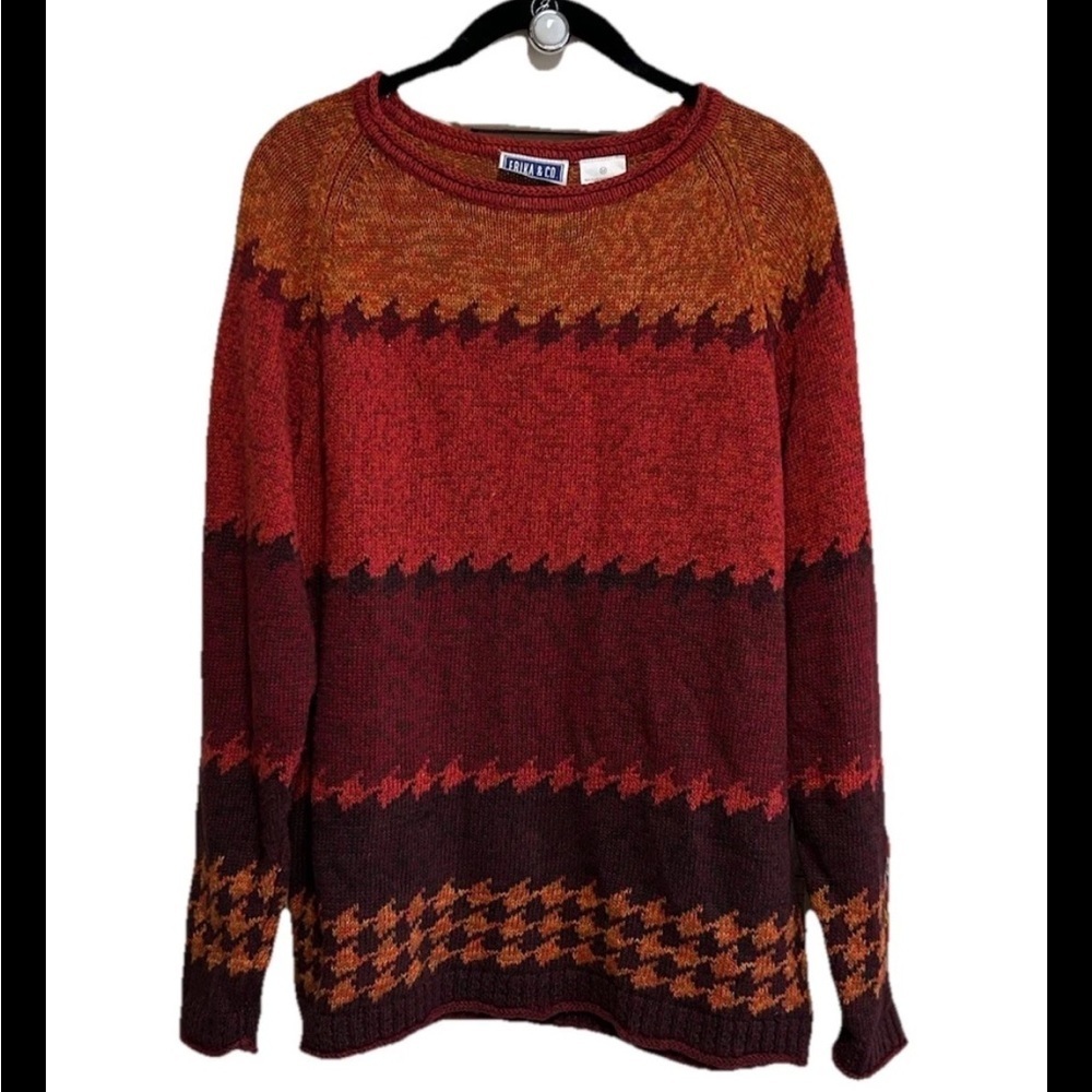 Vintage Erika & Co Sweater Size Medium Colorblock 90’s Grunge Y2K